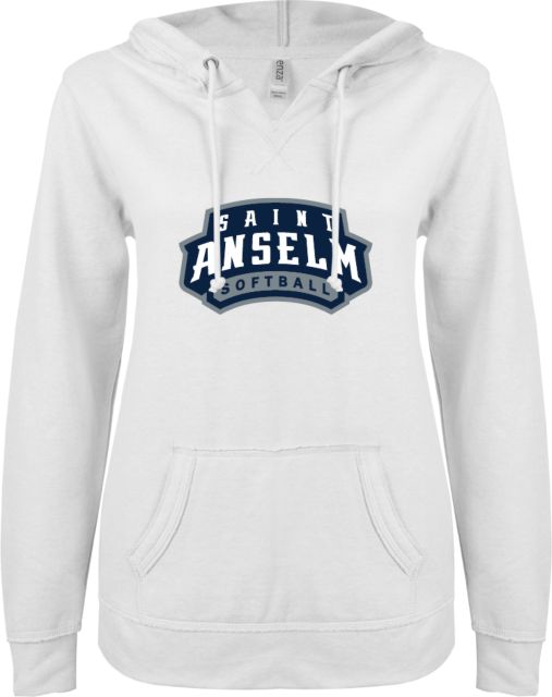 Saint Anselm ENZA Ladies V Notch Raw Edge Fleece Hoodie Softball - ONLINE ONLY